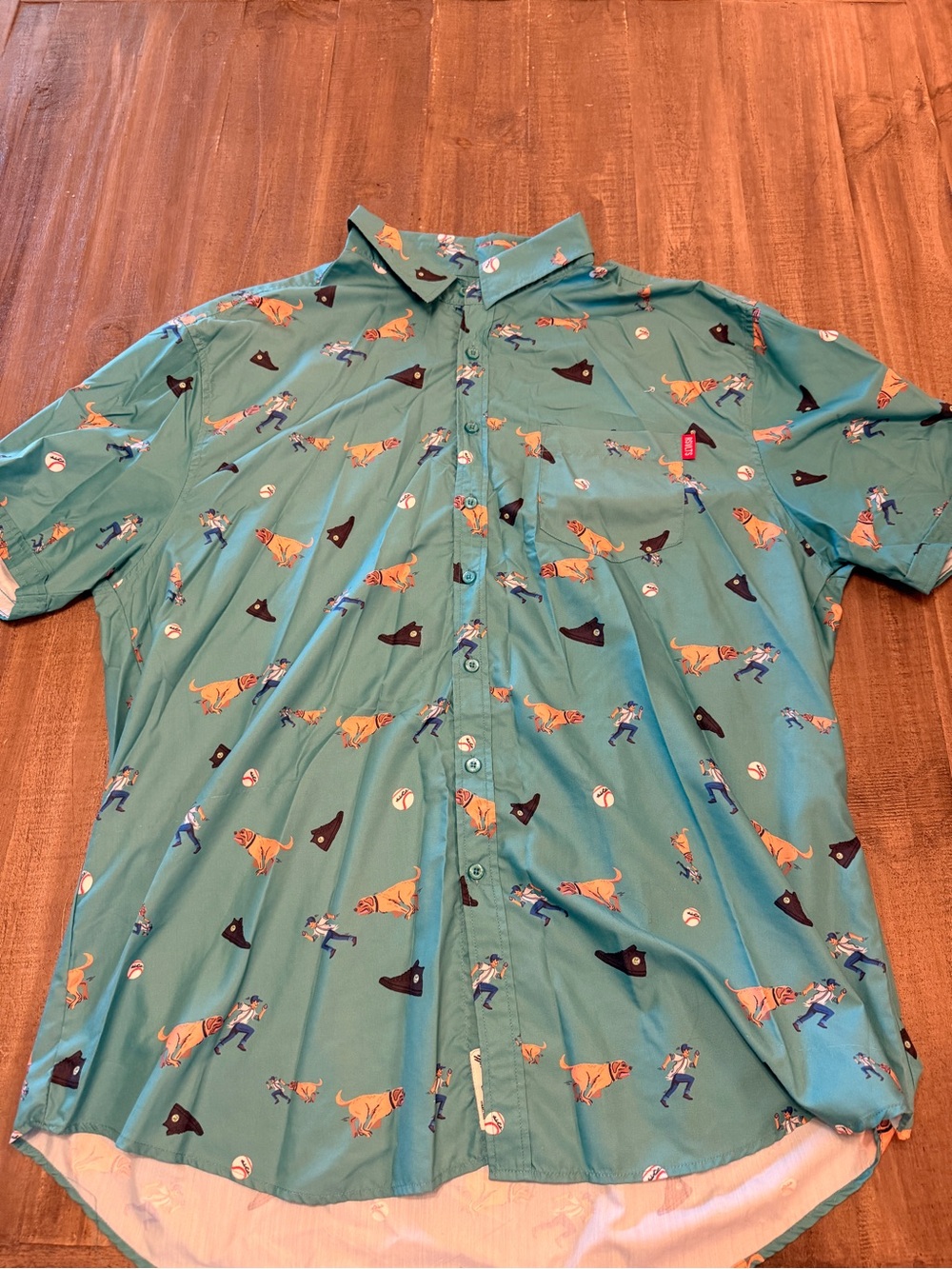 RSVLTS x The Sandlot Shirt Button Up Green Shirt Sleeve Mens XXXL